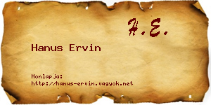 Hanus Ervin névjegykártya